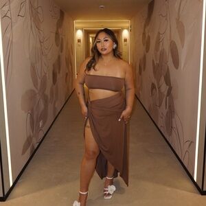 Brown dress with cutouts